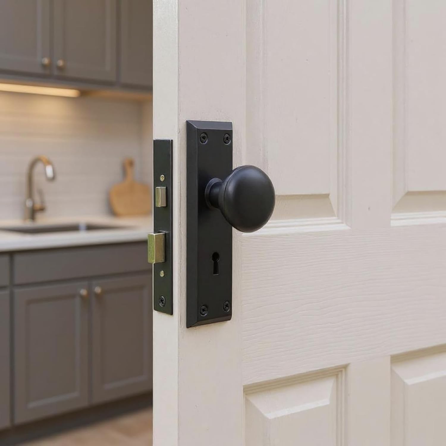 Vintage Mortise Lock Set for Interior Doors – Antique Door Knobs with Heav