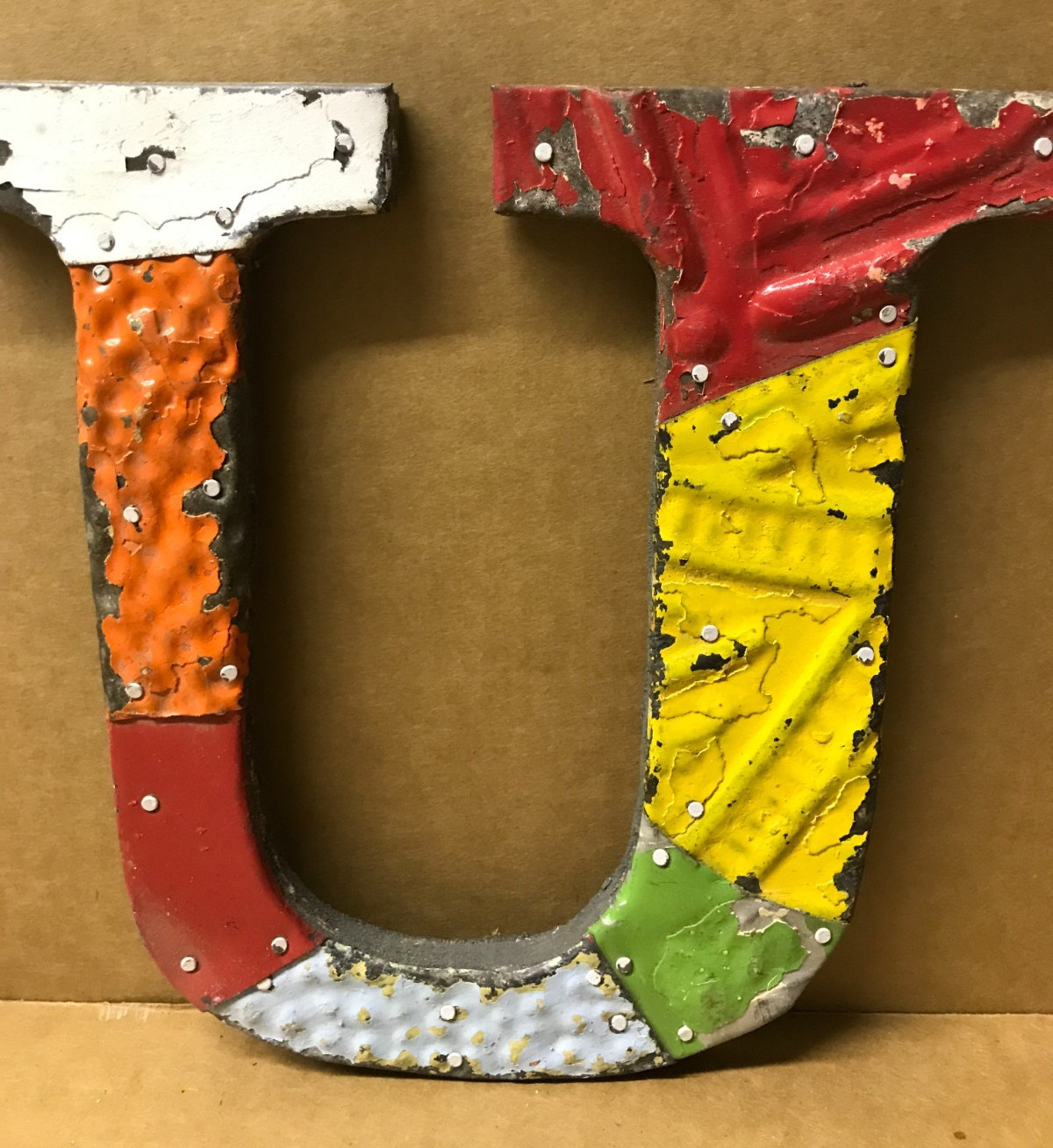 Decorative Salvaged Tin Ceiling 8″ Patchwork Mix Color Letter U Metal 171-26B
