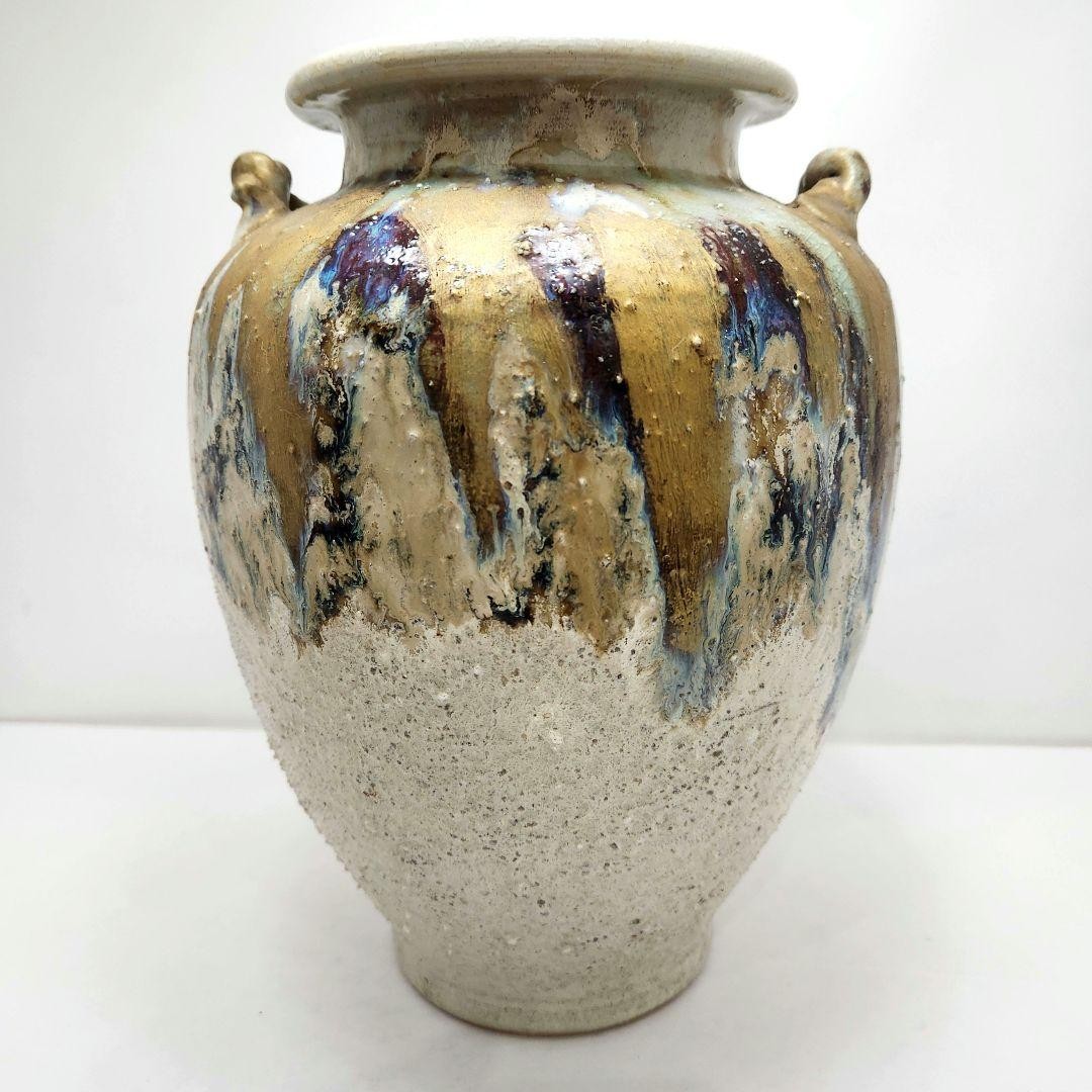 Shigaraki Ware Twin Handle Vase Large Pot Japanese Pottery Art Decor multicolo