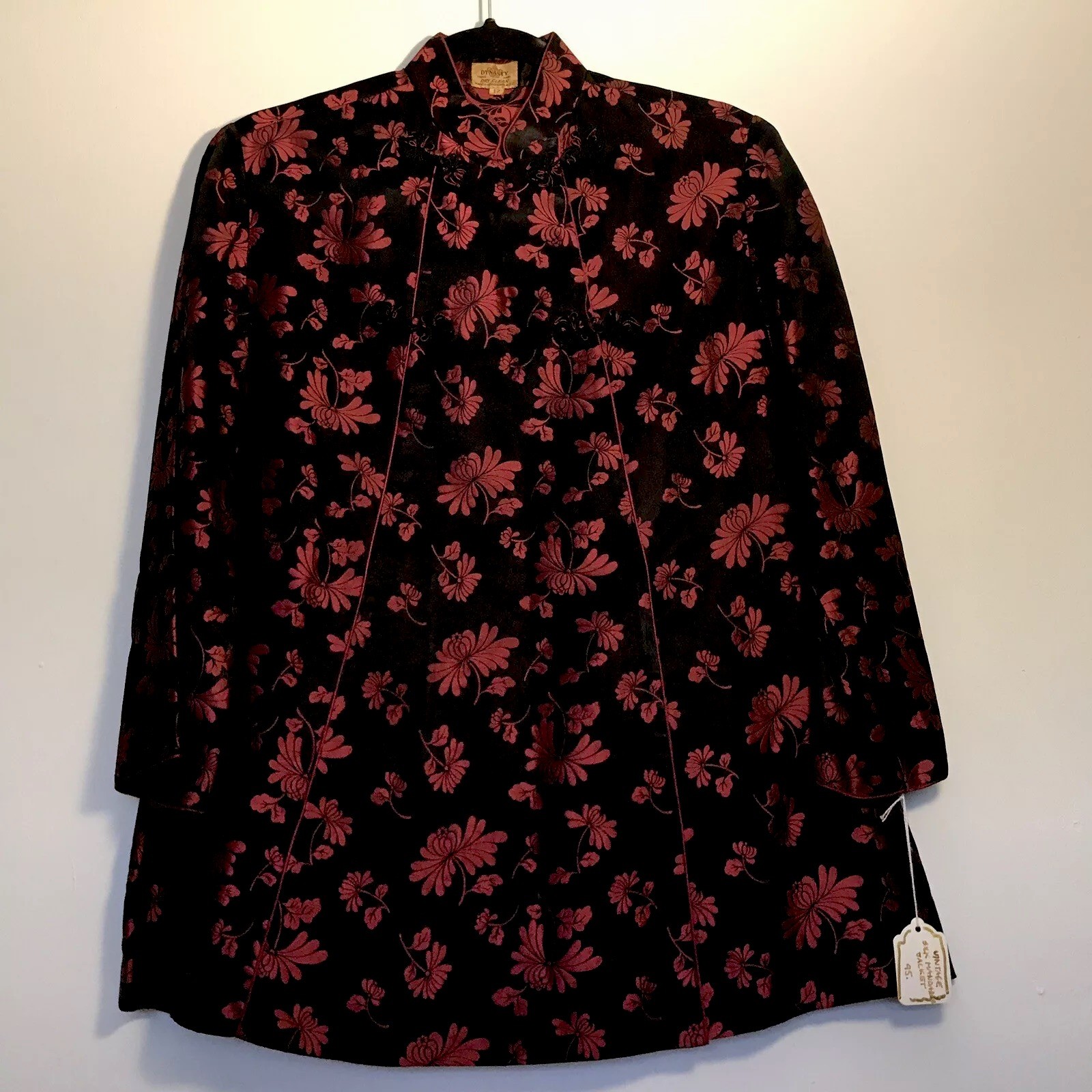 Vintage Women’s Silk Mandarin Jacket Size 12 Hong Kong Dynasty Trade Mark