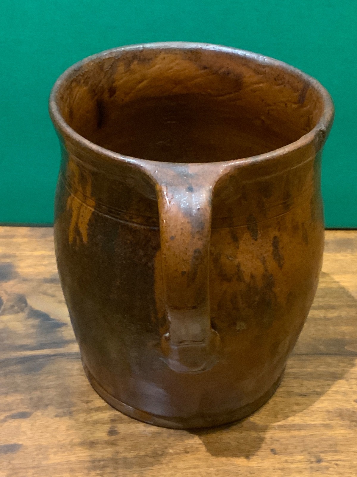 19th Century Glazed Redware Mug