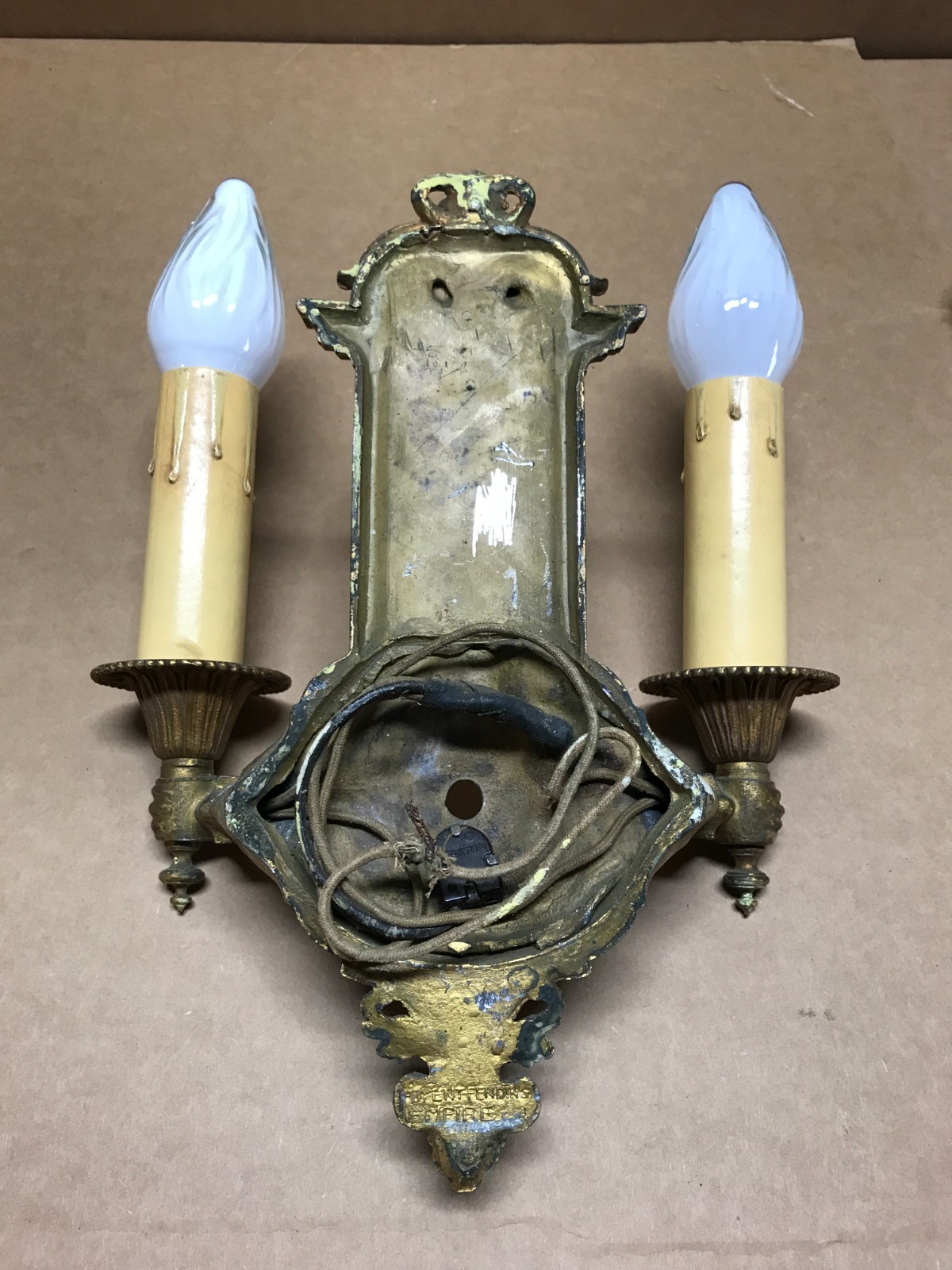 1 VTG Antique Neoclassical Double Scroll Arm Wall Sconce Light Fixture 1073-26B