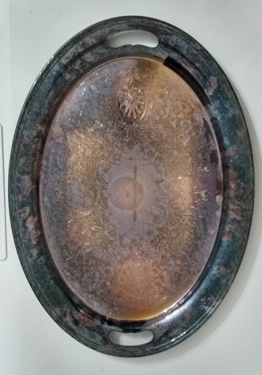 GORHAM Large 22″ Silver Platted 1959 Colonial Tea Platter. Oval. Engraved. YC407