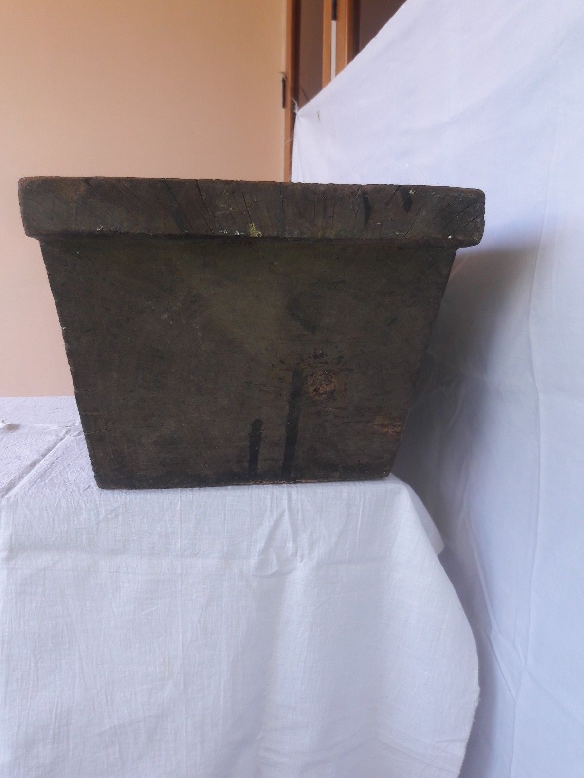 Antique Primitive Large Storage Hand Carved Single Wood Trencher Dough Bowl 18c