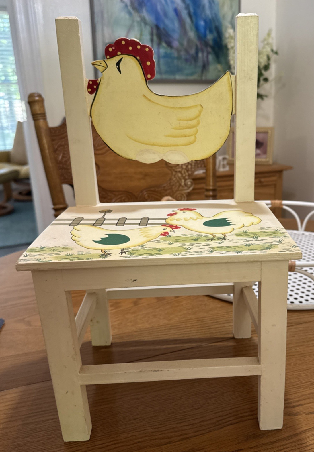 One Vintage 1960’s Wooden Chair Toddler Chicken