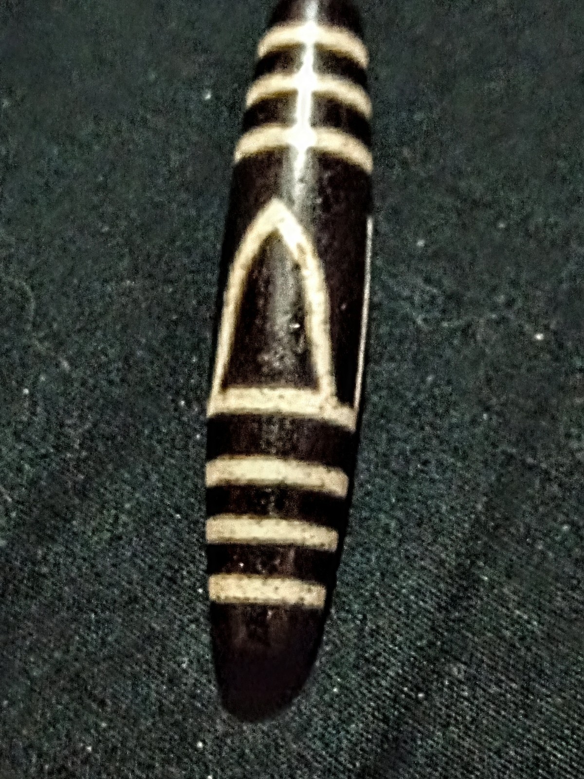 Pre-1800s Indo/Tibetan Old Agate 1 Eye Mountain Peak Dzi Bead 13*57mm 13.7grams