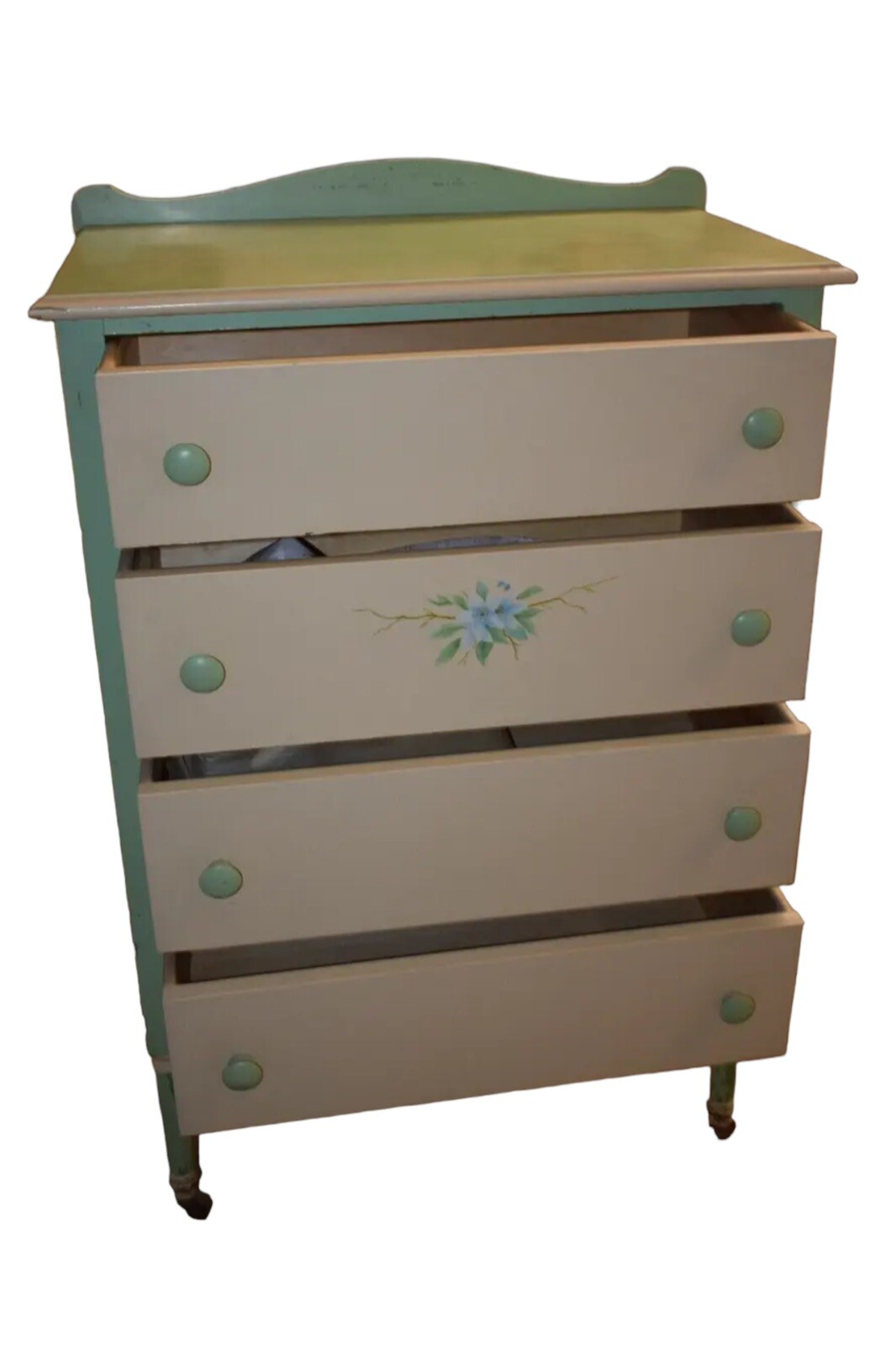 Antique Shabby Chic Dresser, Painted chest of drawers green and cream
