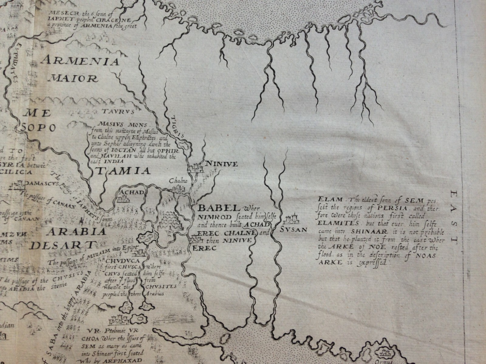 MIDDLE EAST ARABIA 1614 William HOLE LARGE UNUSUAL ANTIQUE MAP 17TH CENTURY