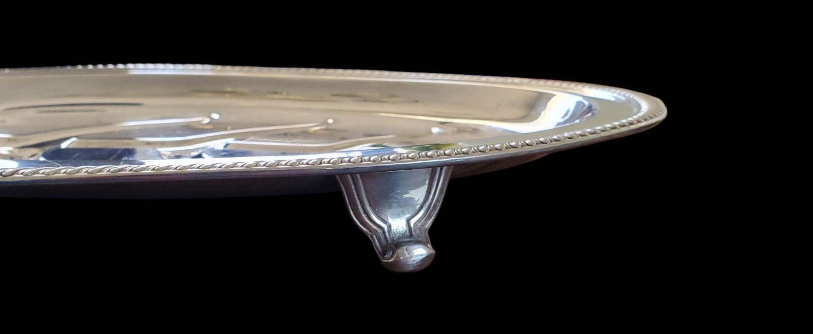 Sterling Silver Meat Serving Platter By Fisher Sterling 1526 “Kent” 875 Grams