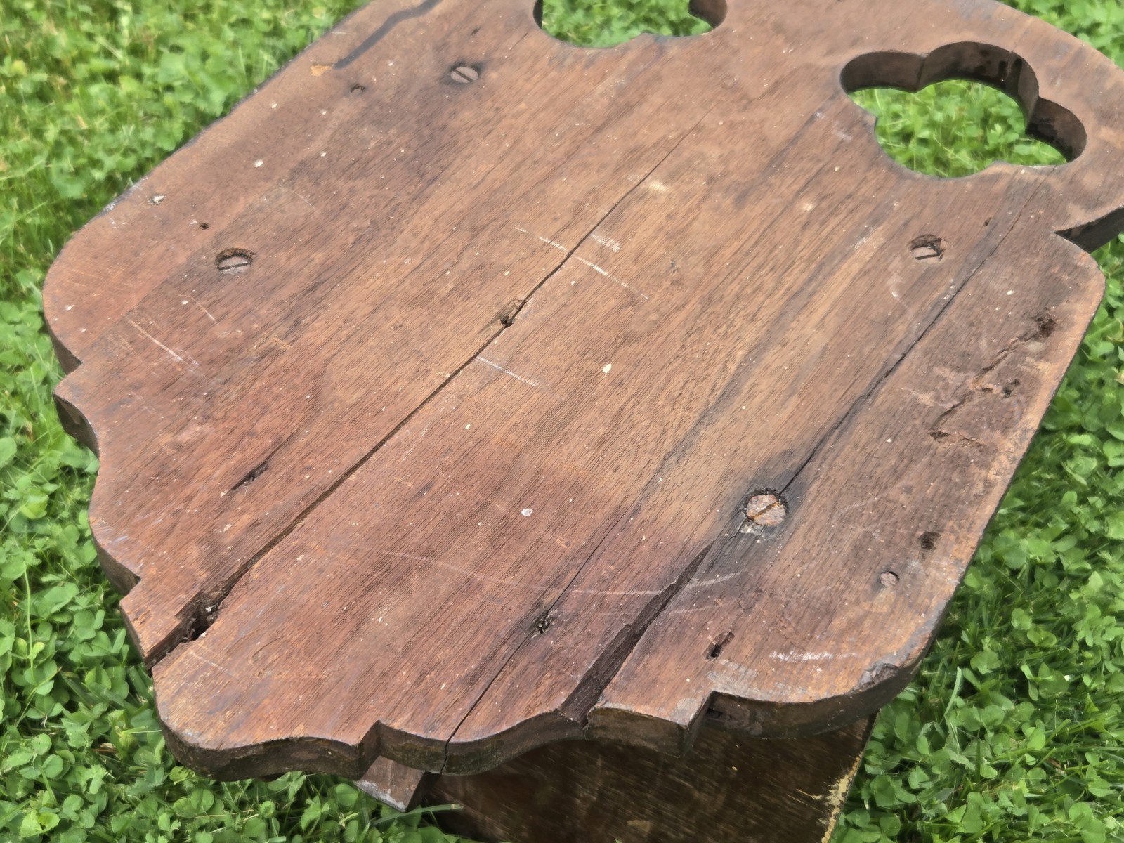 Antique Victorian Gothic Revival Oak Church Wall Element Holy Water Holder Rack