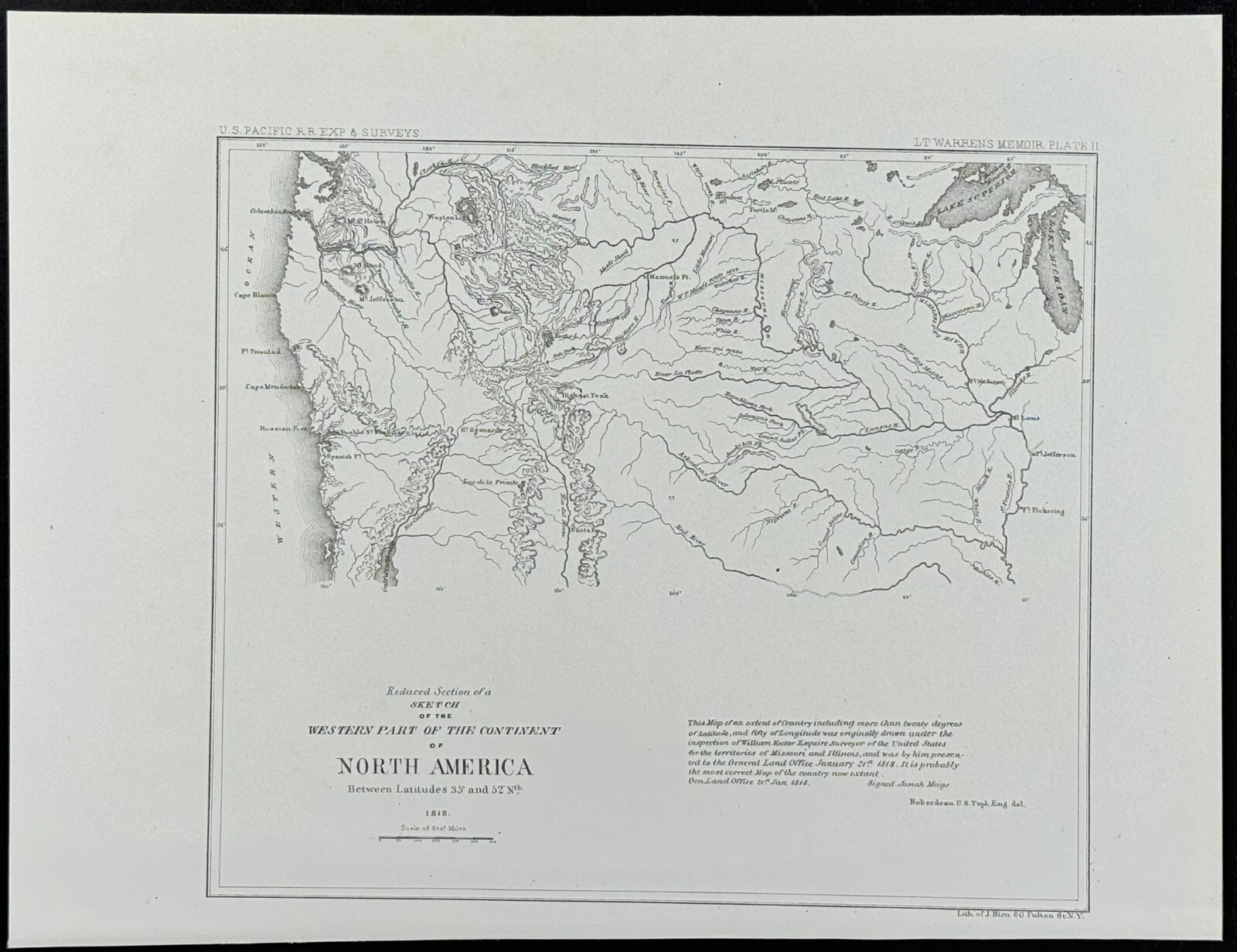 Pacific Railroad Survey -Reduced Sketch of Western North America. 46- 1855 Litho