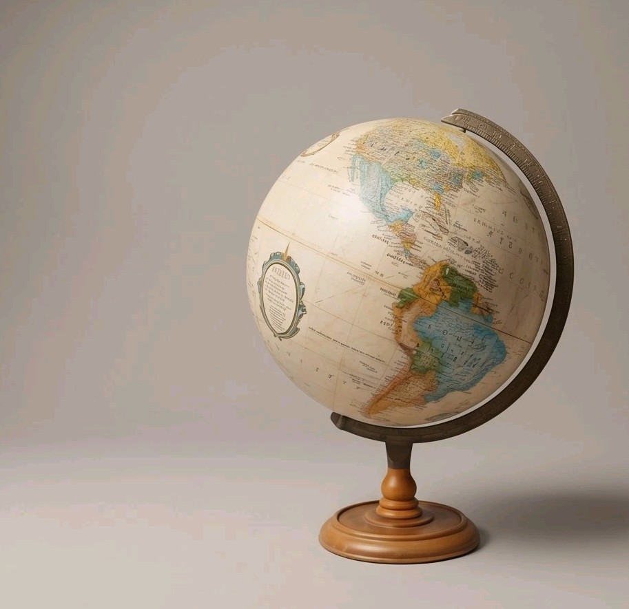 1960 Replogle World Classic Series 12” Globe Raised Relief Wood Base Made in USA