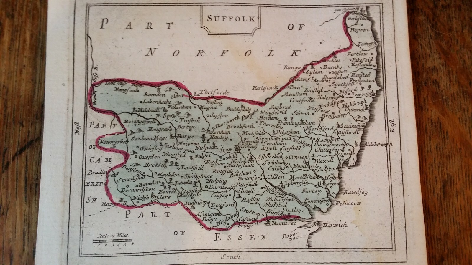 1787 ORIGINAL ANTIQUE COPPER PLATE MAP SUFFOLK – SELLER / GROSE – HAND COLOUR