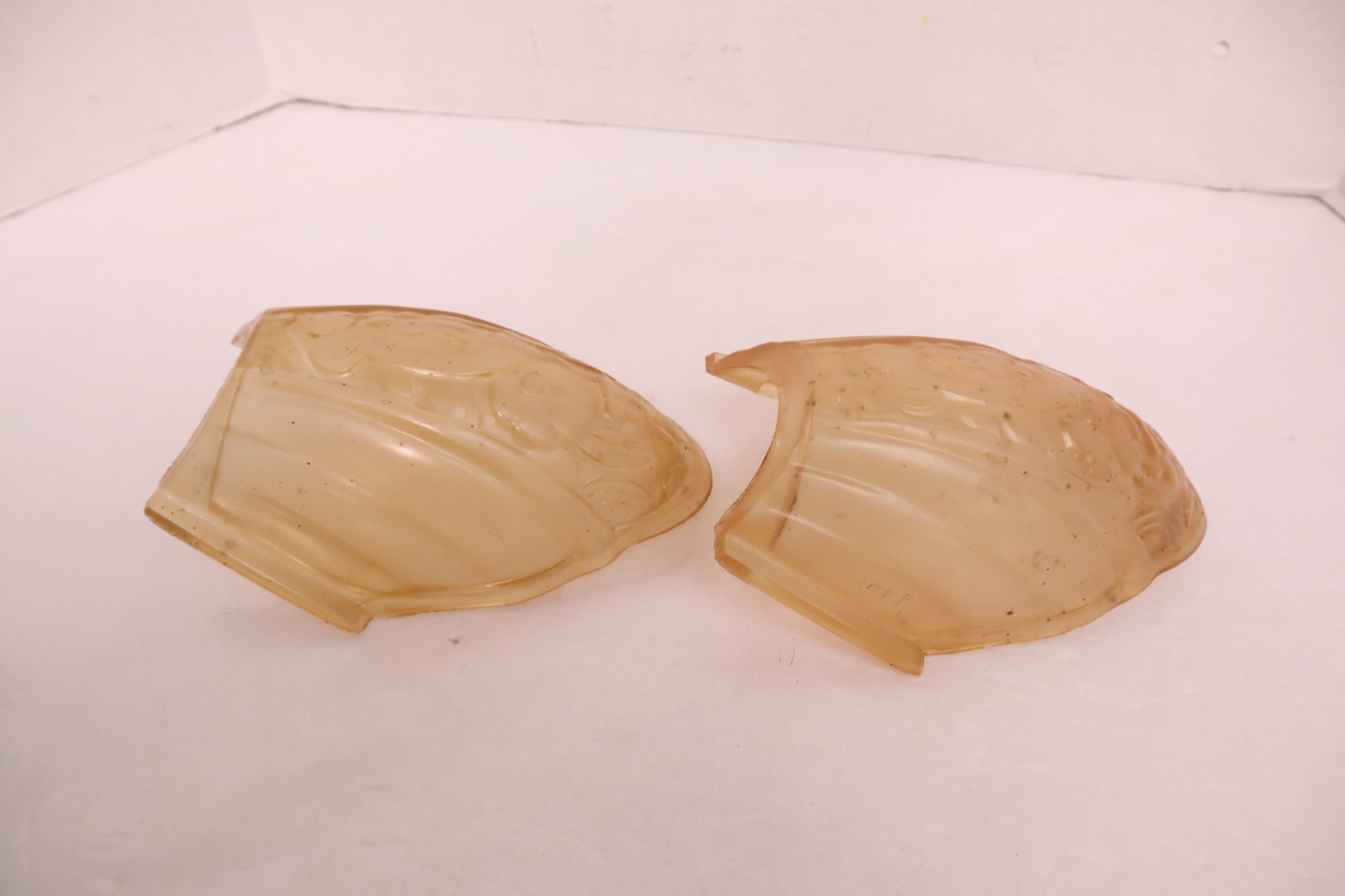 2 Art Deco Slip Shade Amber Peach Glass Lincoln Sconce Chandelier Replacement