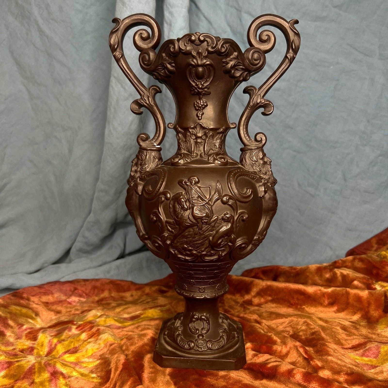 Antique Ferdinand Gerbing Witwe FGW Terracotta Vase 19th Century German Pottery