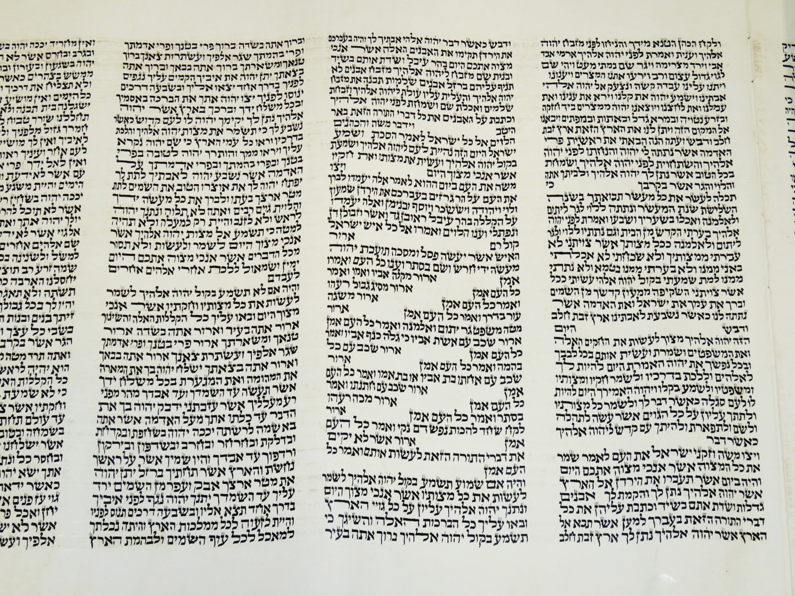 Authentic Handwritten Torah Scroll Book of Deuteronomy Parchment Israel 1980s