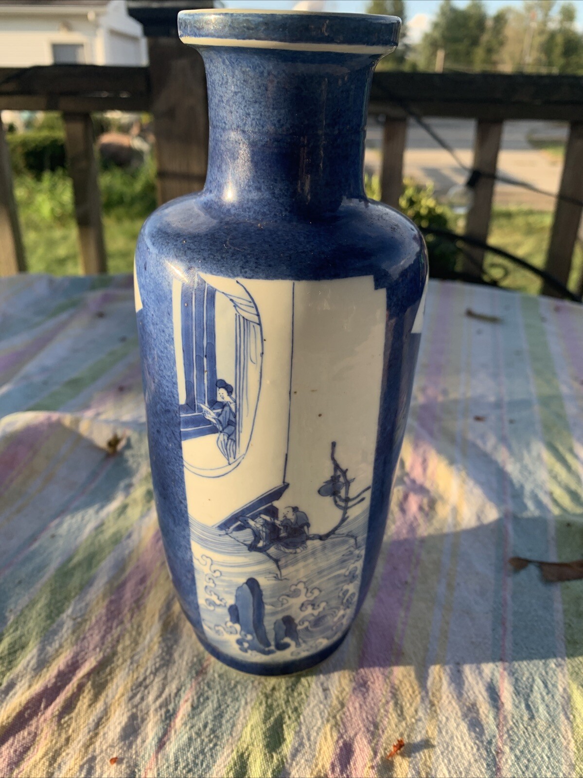 Qing Dynasty Kangxi Powder Blue Baluster Vase 18th Century 10 1/8” Rare Chinese
