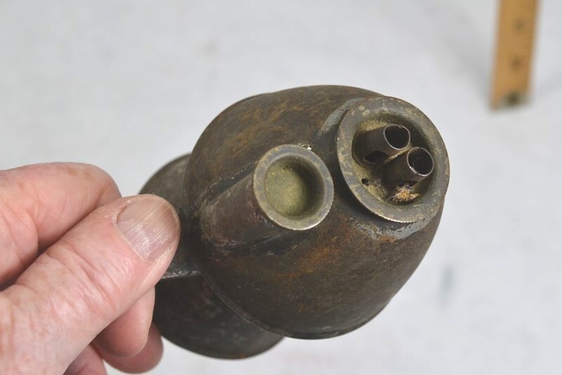 antique tin whale oil lamp lantern double burner petticoat peg original