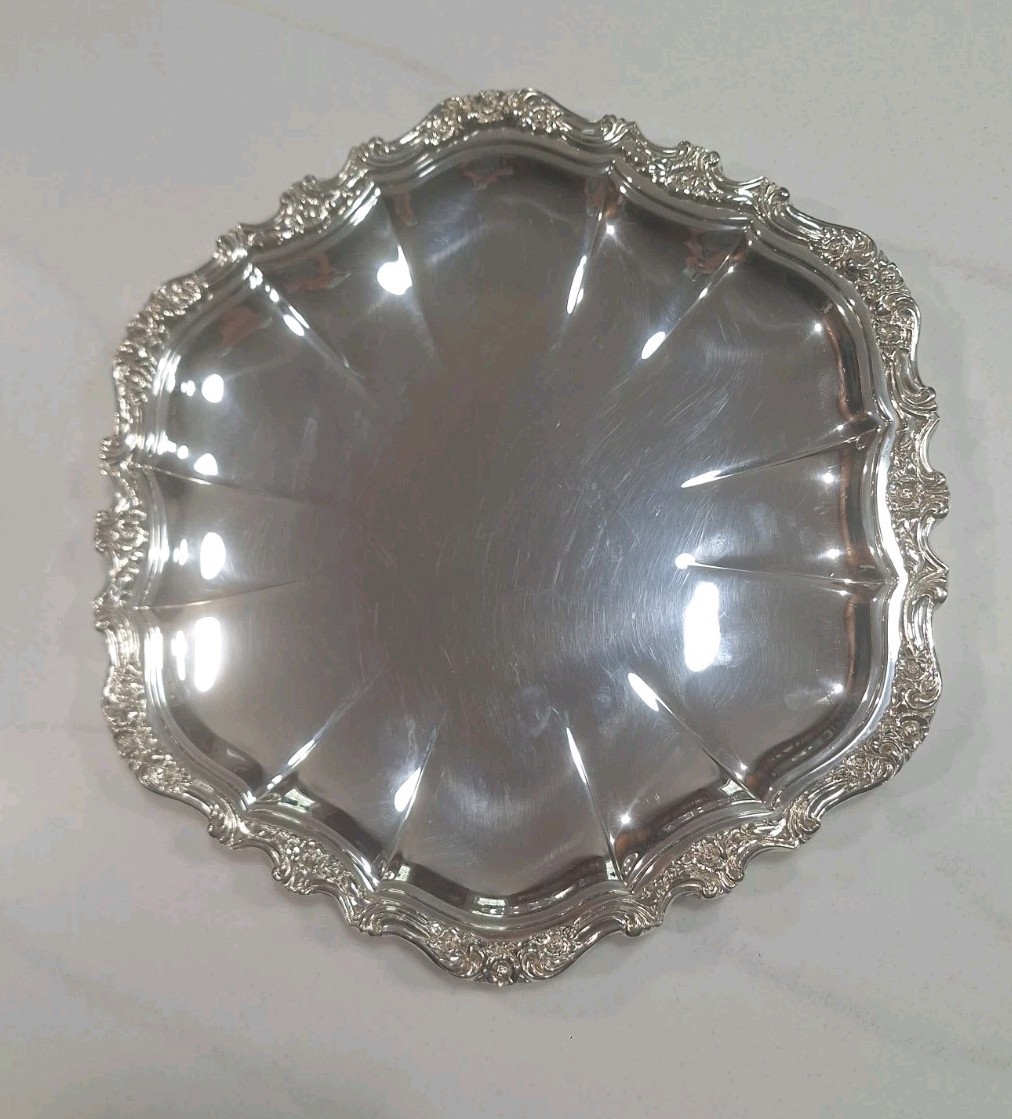 International Silver Company Countess “6221” Silver Platter Floral Rim 11 3/8 In