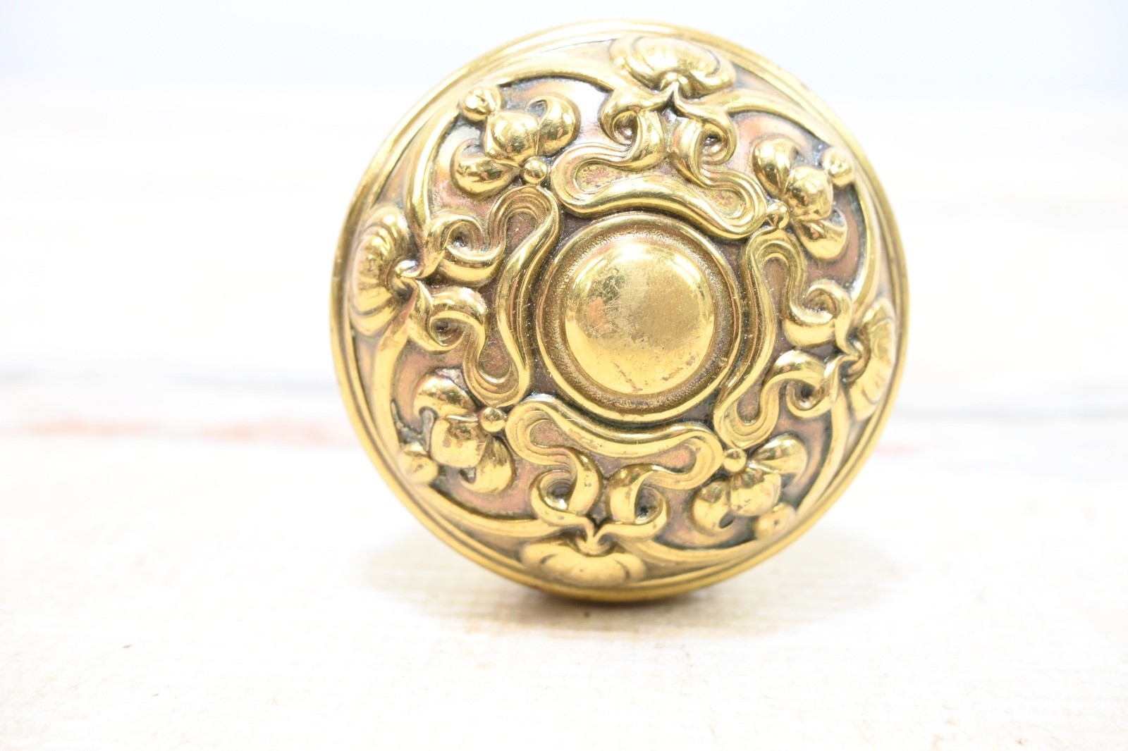 Antique Early 1900s Art Nouveau Bronze Door Knob Olympian Pattern