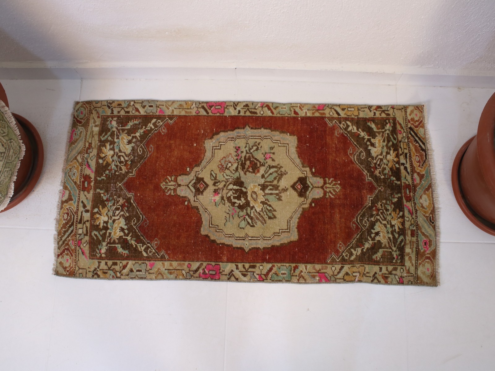 2×3 Red Door Mat, Handmade Turkish Rug, Vintage Small Entryway Rug, 1.6×3.2 Ft