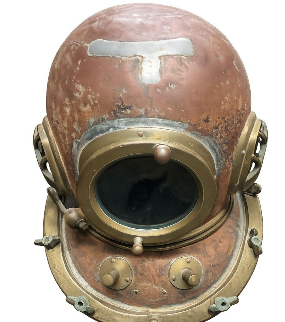 Diving Divers Helmet Scuba Mask Brass and copper Antique Vintage JAPAN