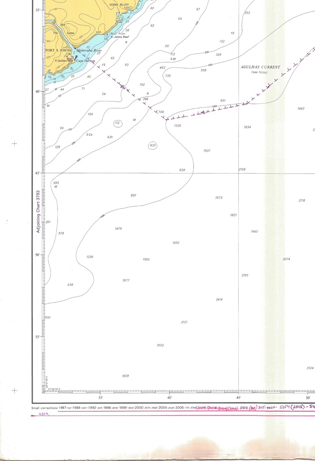3794 Port S. Johns Shepstone South Africa South East Coast Chart Map Admiralty