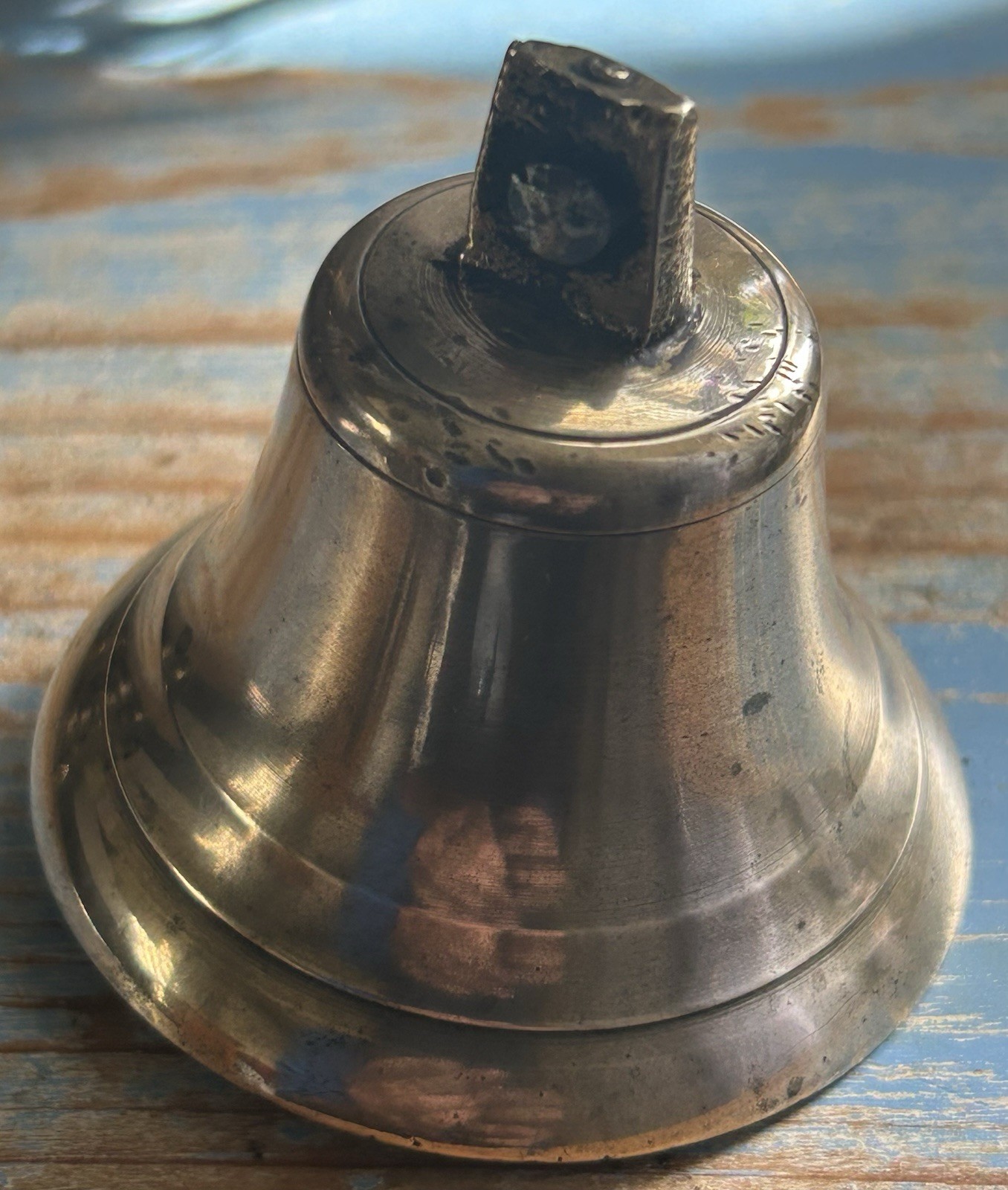 18th-early 19th Century. (#1) Solid Brass Bell W/iron Clapper. 2 Inches Tall.