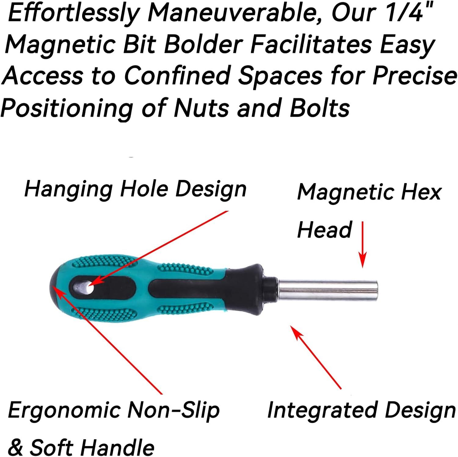 Bit Driver Handle,2 Pieces 1/4 Inch Bit Driver Magnetic Screwdriver Bit Driver,