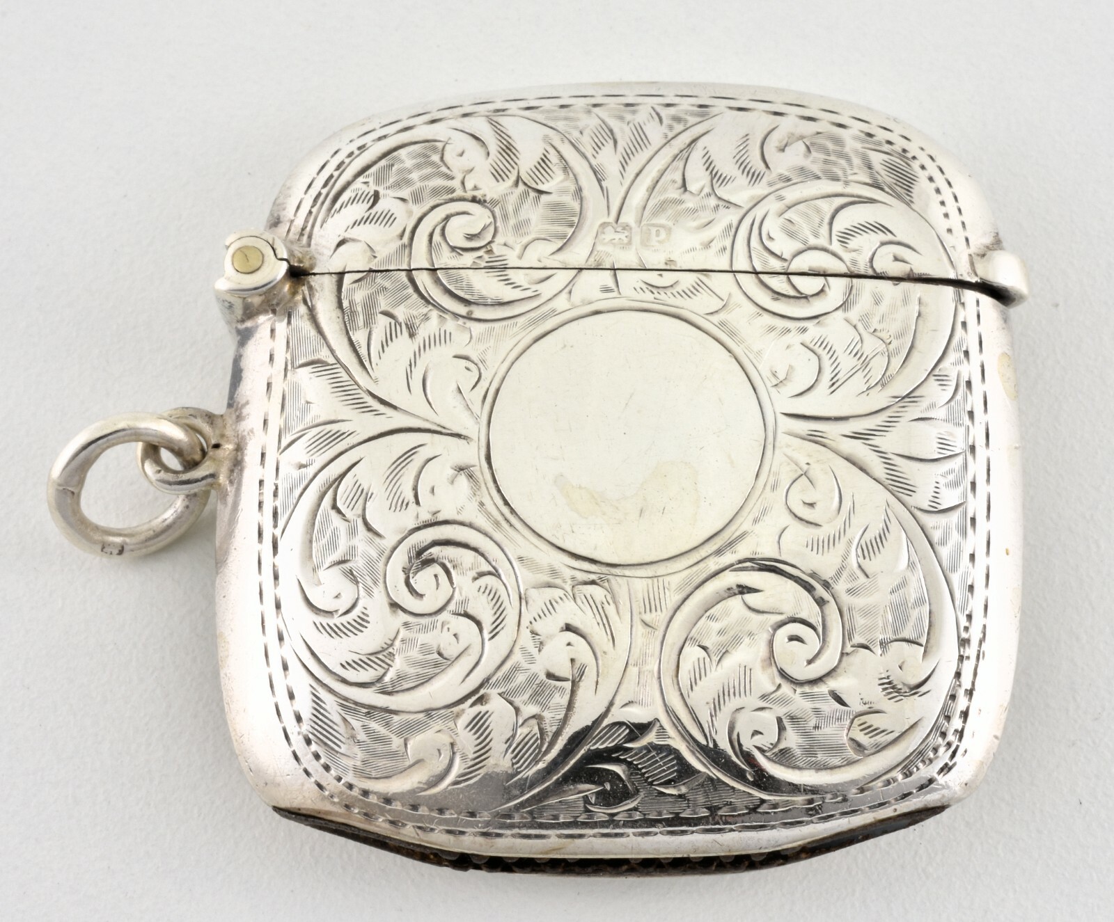 Antique English Solid Silver George V Vesta Case, William Neale & Son, 1914