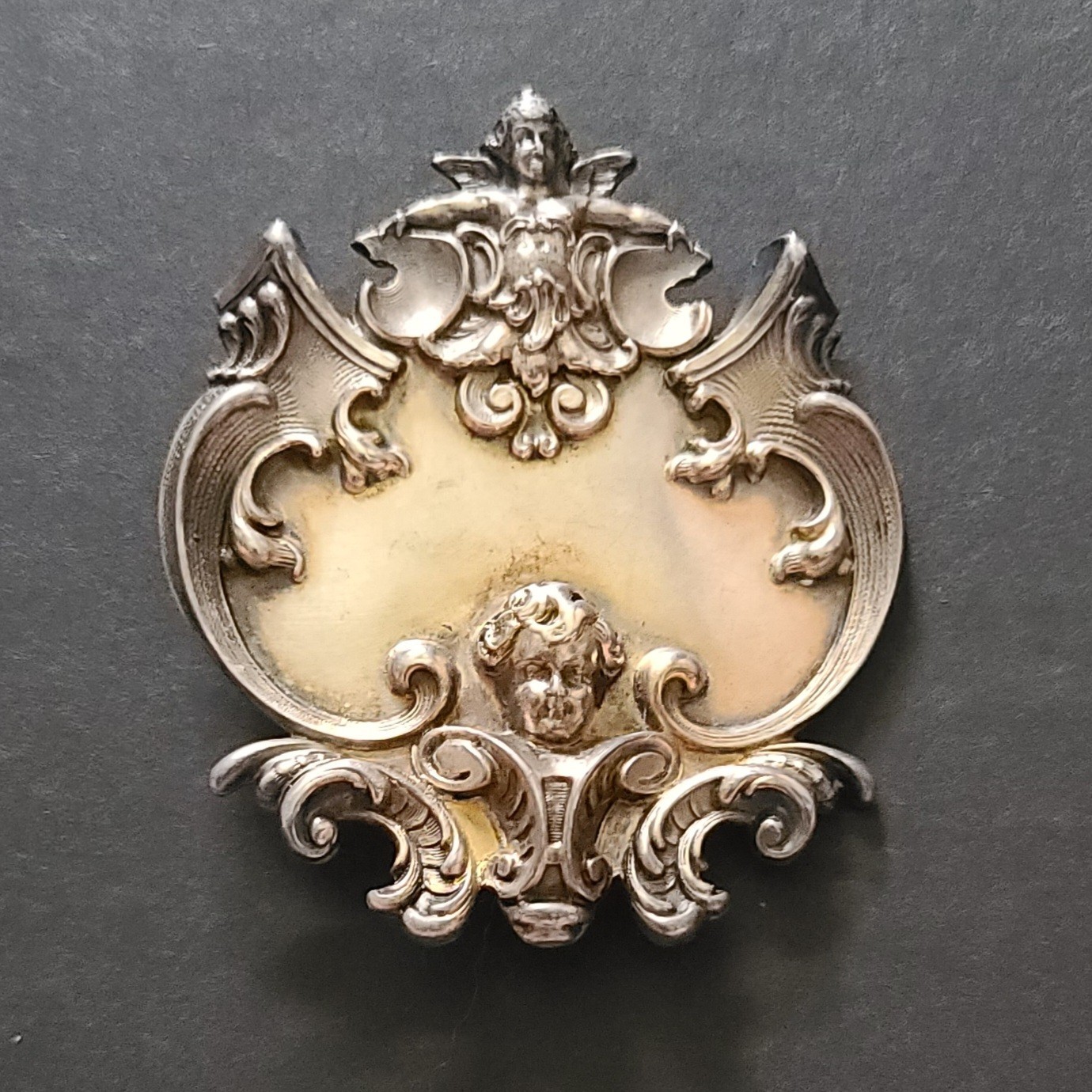 Antique Victorian Art Nouveau Sterling Silver Bacchus Cherub Belt Buckle 16gm