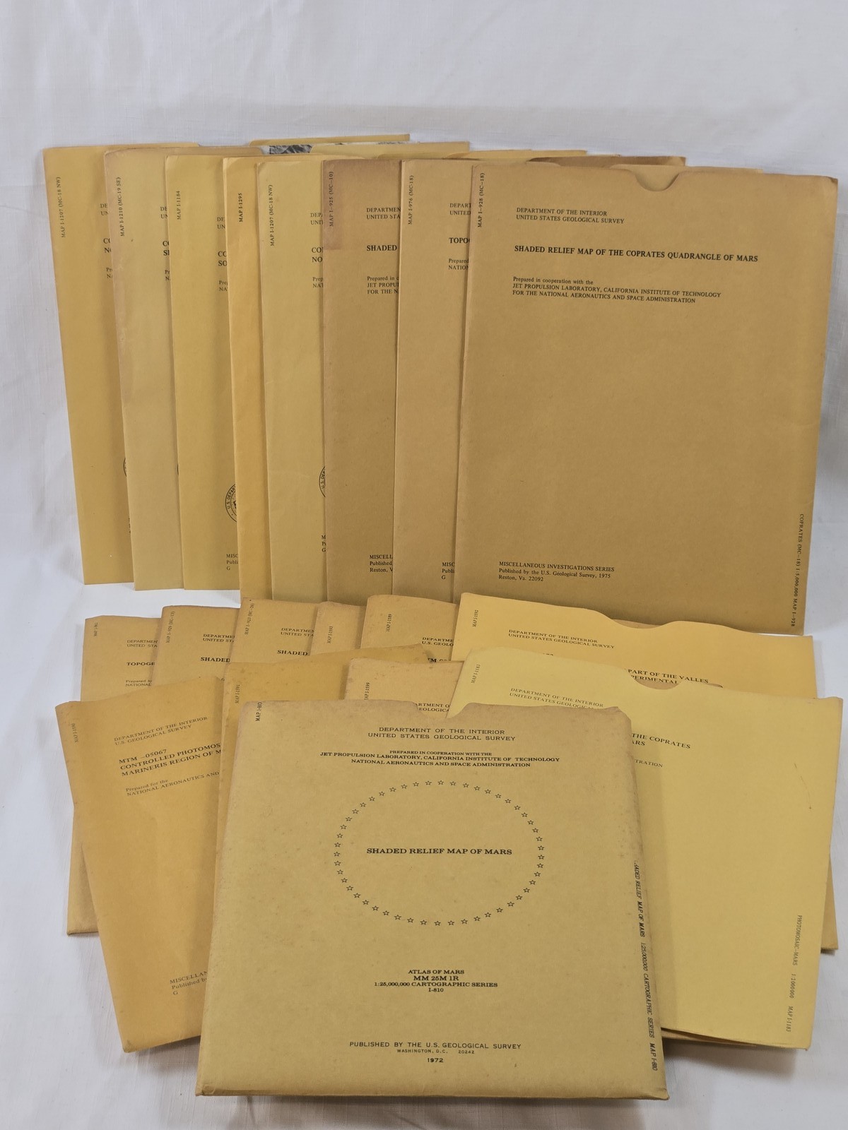 Vintage NASA USGS Atlas of Mars Map Collection 1970s Shaded Relief Photomosaic