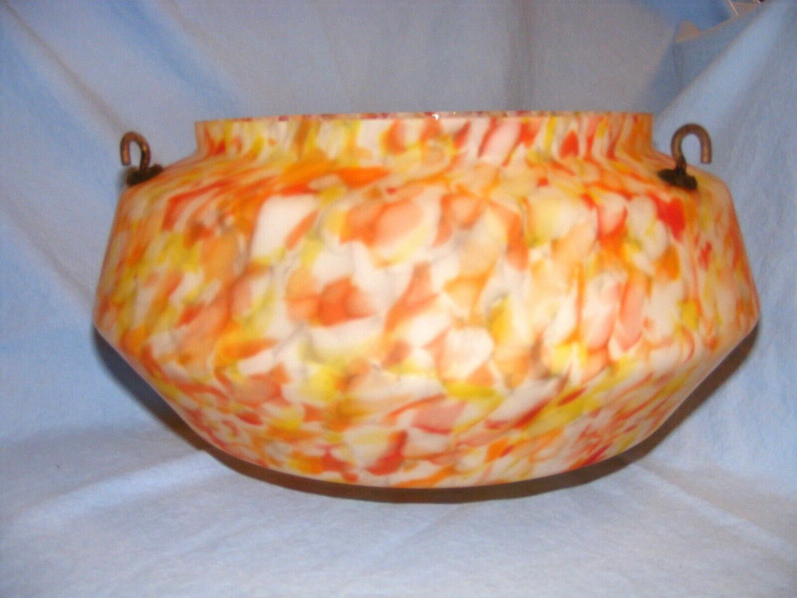 Art Deco 1930s Ceiling Plaffonier Flycatcher Bowl Light Pendant Shade Orange Red