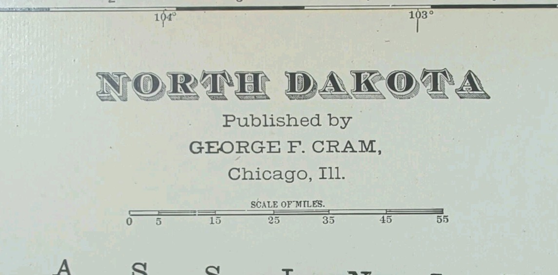 Vintage 1907 NORTH DAKOTA Map 22″x14″ ~ Old Antique Original FARGO WAHPETON ND