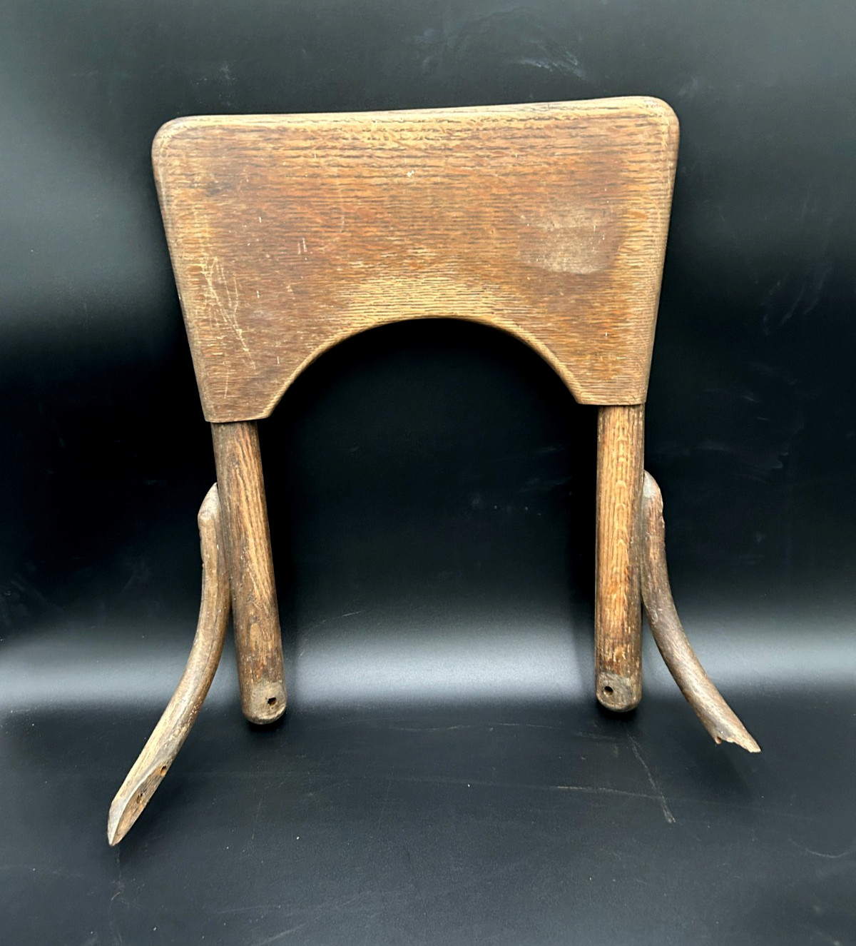 Antique Primitive Wooden Chair Seat Back off of a Swivel Bar Stool Originally #