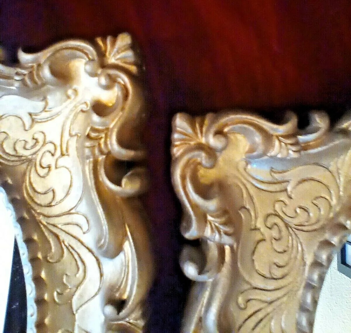 VINTAGE GOLD ORNATE FRAMED MIRROR SET OF 2 WALL MCM HOLLYWOOD REGENCY DECOR
