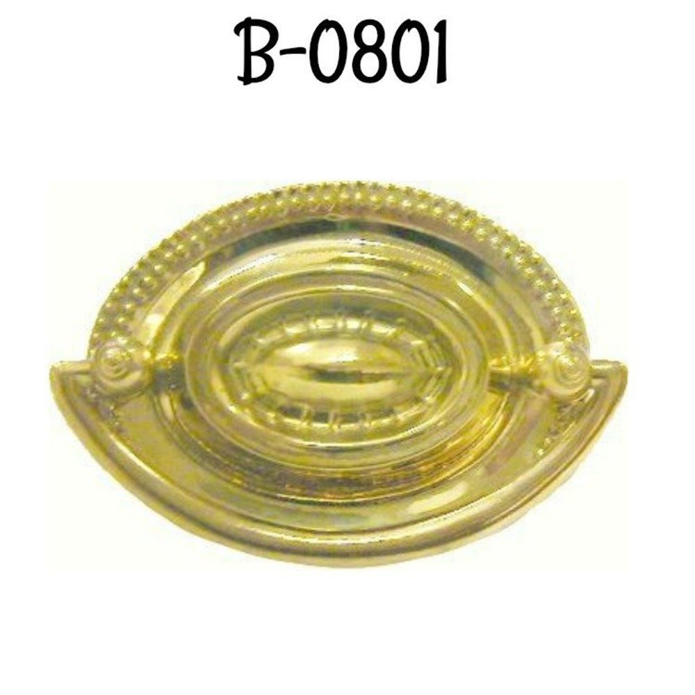 Hepplewhite/Sheraton Style Stamped Brass Oval Drawer Pull Antique Vintage Old