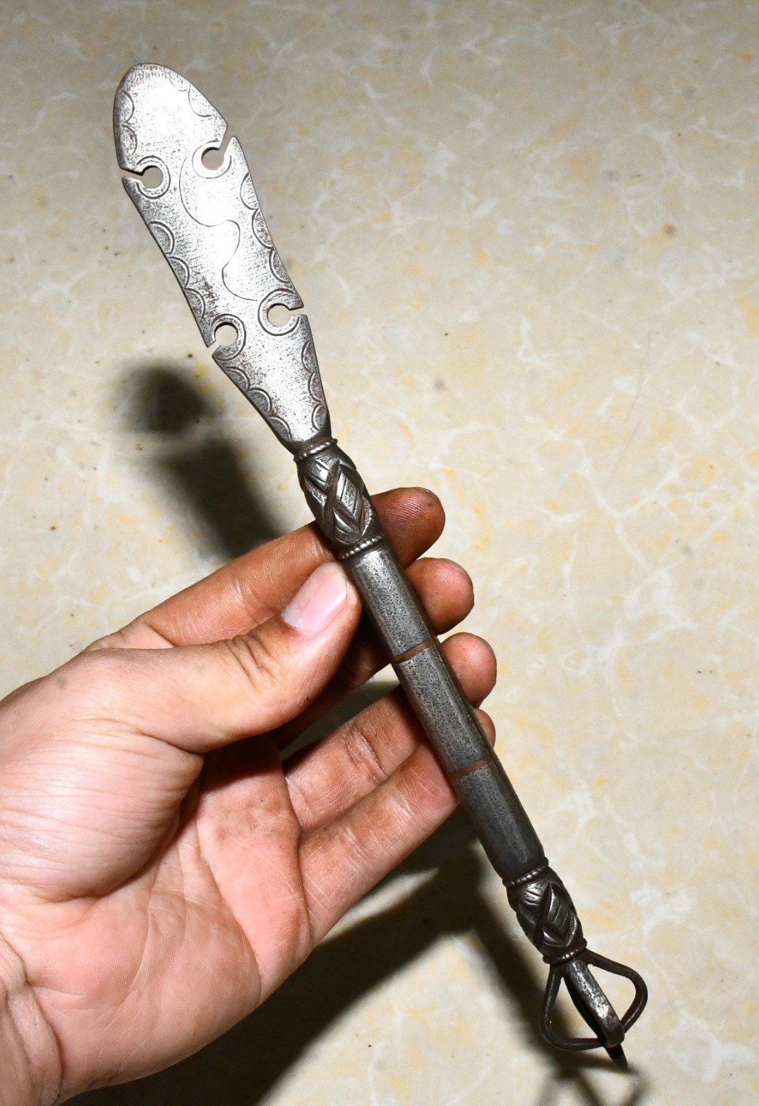 9.8”Old Tibet Tibetan Sky Iron Buddhism Fengshui Exorcism Weapon Faqi Fa Qi