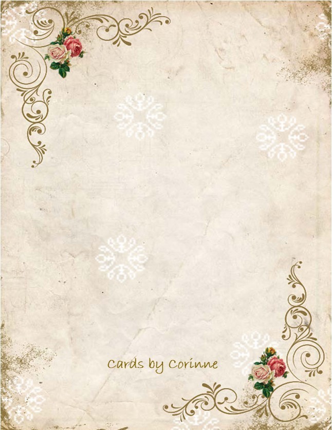 8 assorted shabby chic Victorian pink flowers glossy blank folded note card