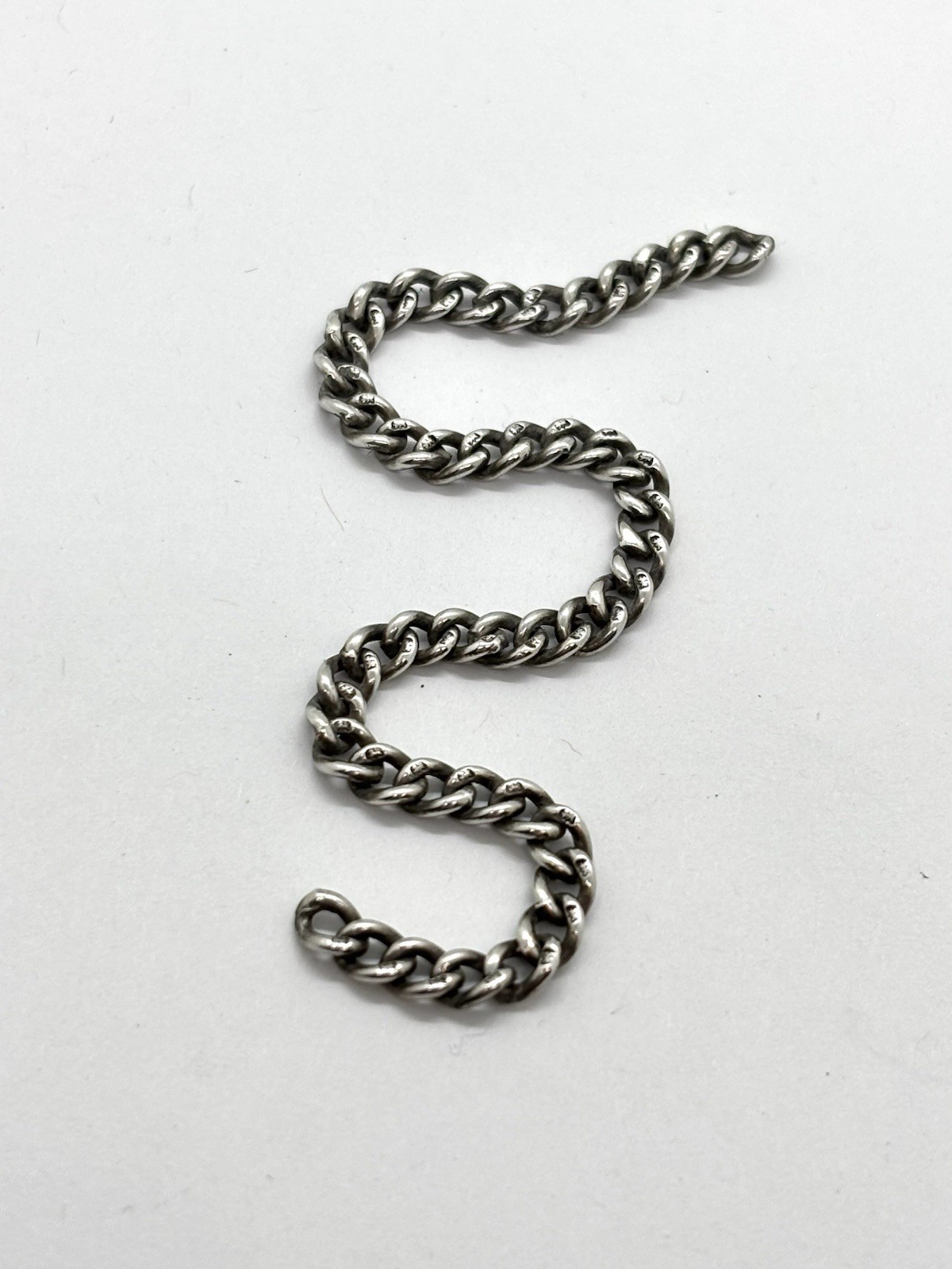 Small Antique Solid Sterling Silver Curb Link Albert Pocket Watch Chain – 15cm