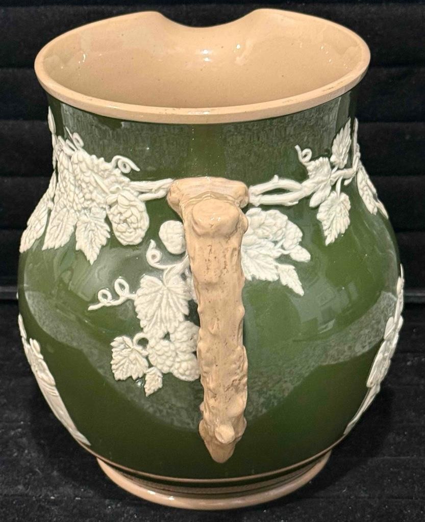 Antique Copeland Late Spode Jasperware Jug, Pitcher, Molded Pub & Band Scene
