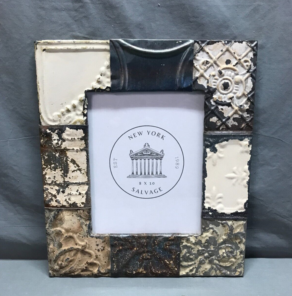 Decorative Salvaged 8×10 Tin Ceiling 3″ Patchwork Metal Picture Frame Old 48-25B