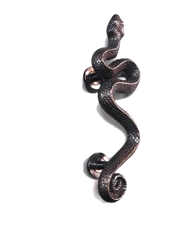 RIGHT HAND 14″ inch long Small version RATTLE SNAKE gorgeous door handle