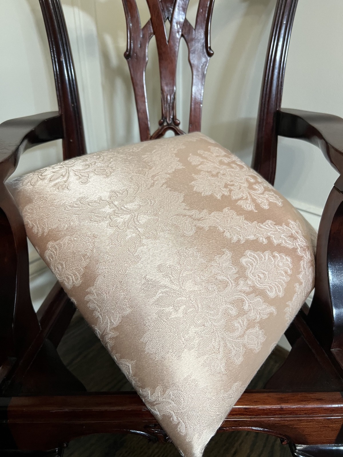 Antique Victorian-style Child’s Mahogany wooden Arm Chair-Carved