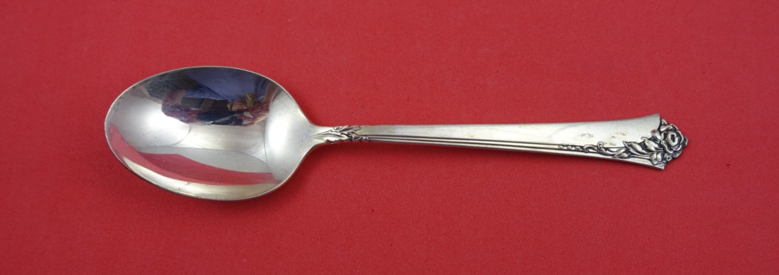 Damask Rose by Oneida Sterling Silver Place Soup Spoon new size 6 1/2″