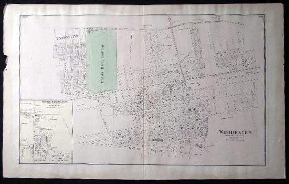 1873 MAP WOODHAVEN FREEPORT INGLEWOOD + ORIGINAL FROM BEERS ATLAS LONG ISLAND NY