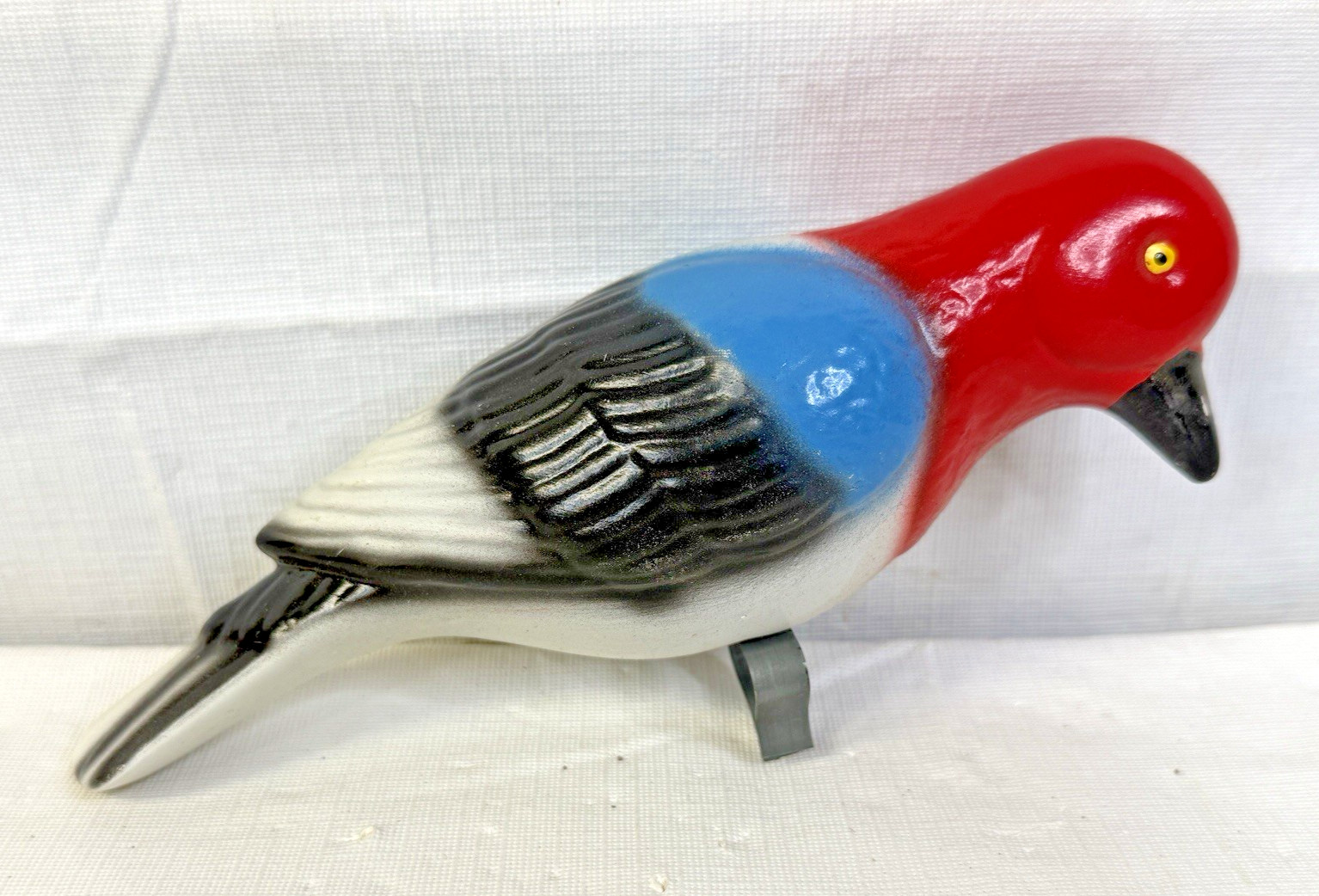 Vintage Woodpecker Clip On Bird 1960s Roseville Ohio L&H Pottery Birdbath RARE!