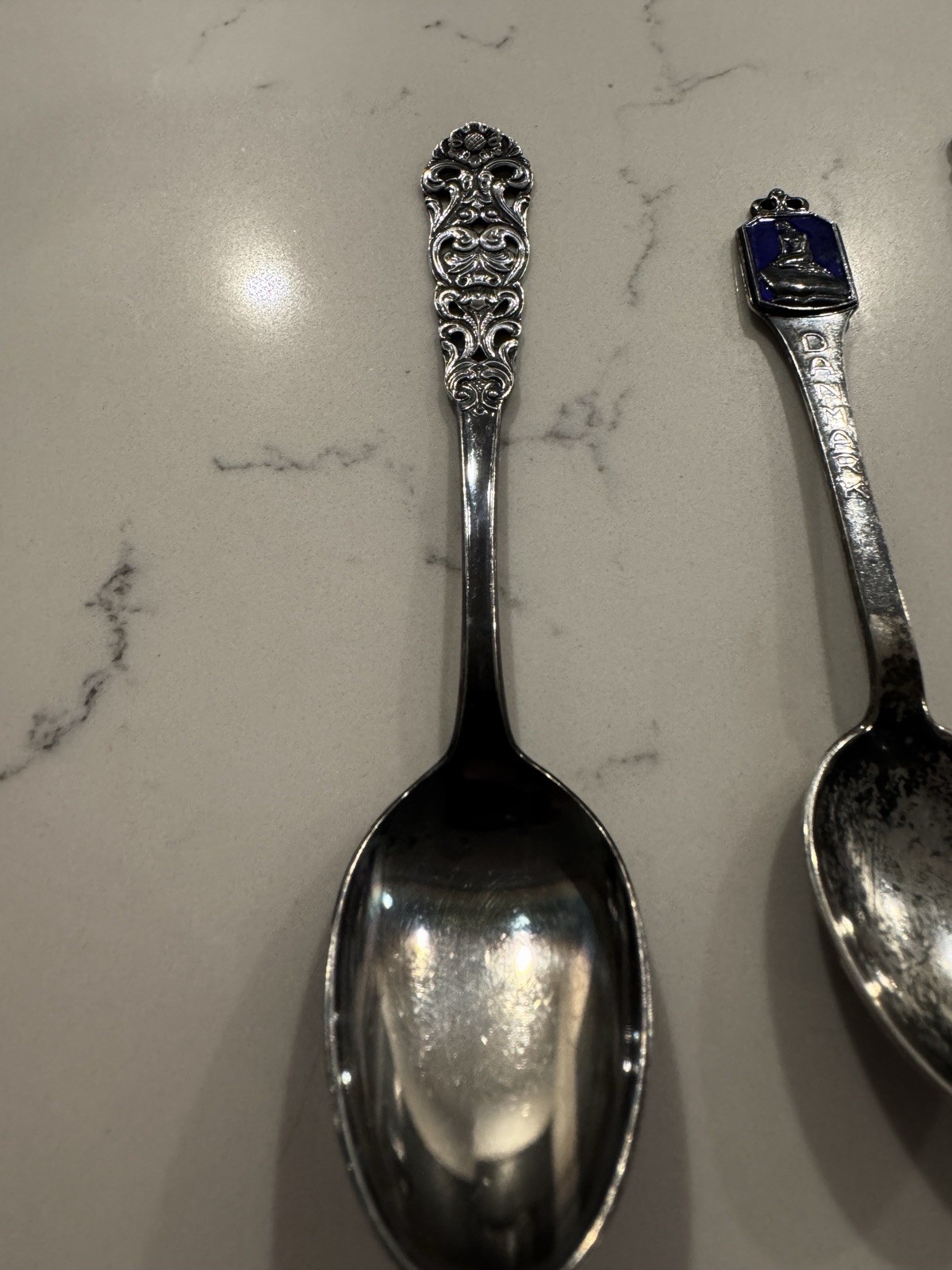 Enamel Spoon Flatware Lot 5pc Sterling 830 925 Norge Sverige Danmark