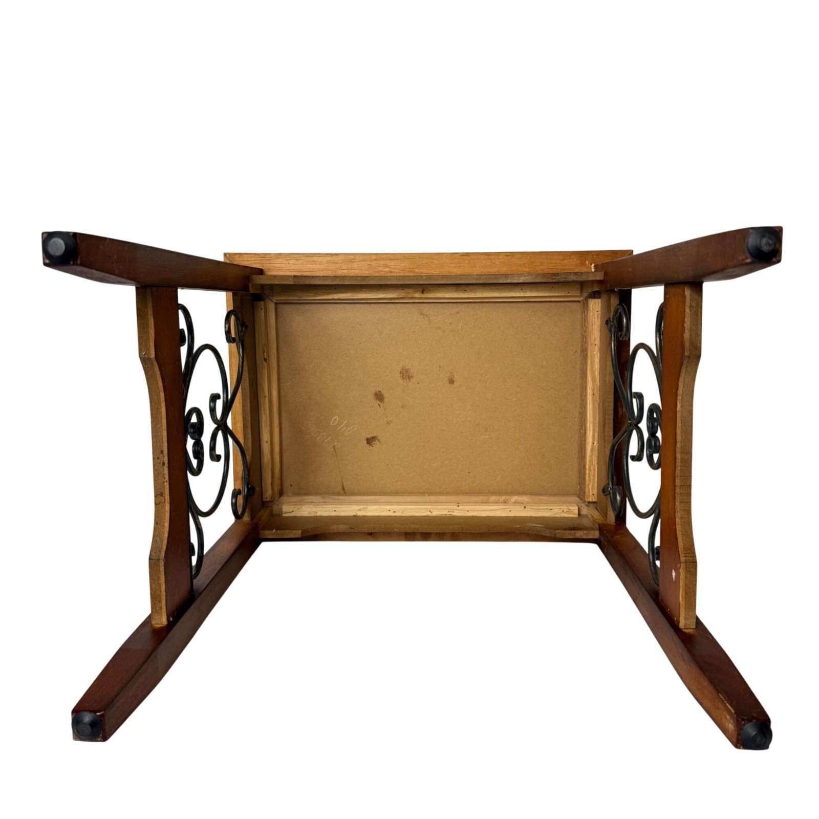French Regency Florentine Side Table VTG Wood Metal Metal Embossed Plant Stand