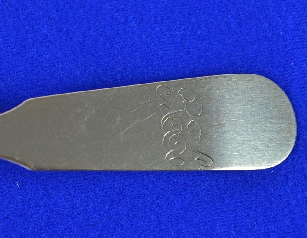 ANTIQUE PEAR & BACALL COIN SILVER SPOON c1860’s BOSTON MA – 5 7/8″ – 14.3 GRAMS